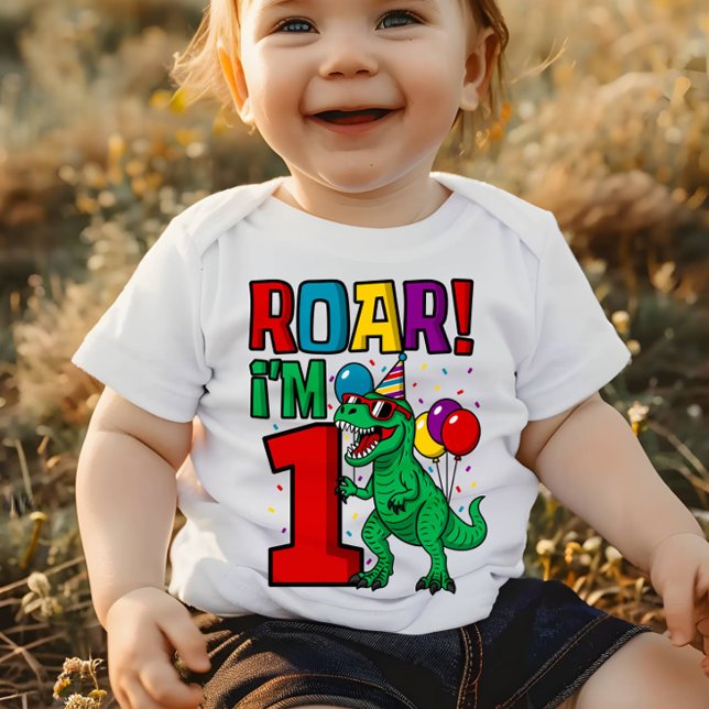 1:a födelsedagen: Roar Dinosaur Trex T Shirt (Skapare uppladdad)