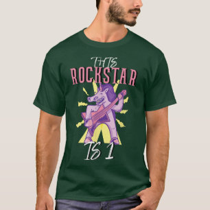 1:a födelsedagen Rockstar Guitar Unicorn T Shirt