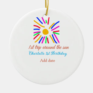 1:a födelsedagen sol resa lägger till färgämnet na julgransprydnad keramik