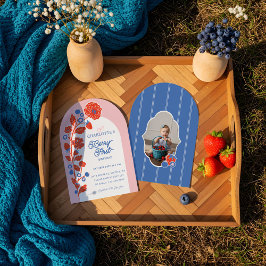 1:a födelsedagen Strawberry Berry Första födelseda Inbjudningar