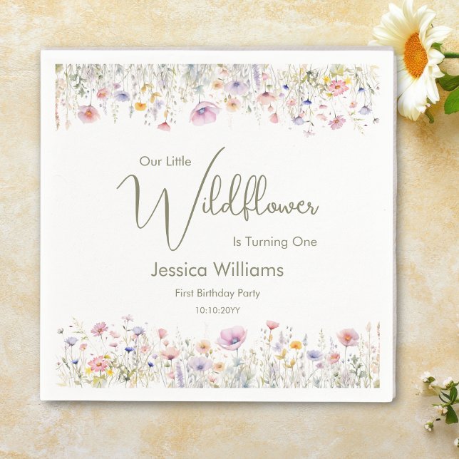 1:a födelsedagen vår lilla Wildblomma som vandrar  Pappersservett (Skapare uppladdad)