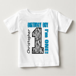 1:a födelsedagen Zebra Ett års gammalt eget namn V T Shirt