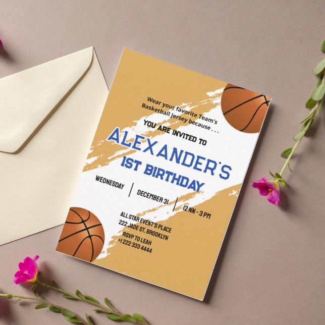 1:a Födelsedags Basket Födelsedagsfest Inbjudan  (Skapare uppladdad)