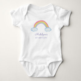 1:a födelsedags vattenfärg regnbåge t shirt