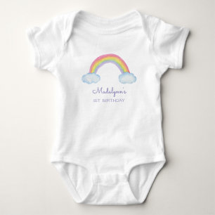 1:a födelsedags vattenfärg regnbåge t shirt