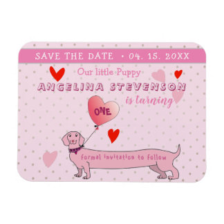 1:a födelsedagsflicka rosa Save The Date Magnet