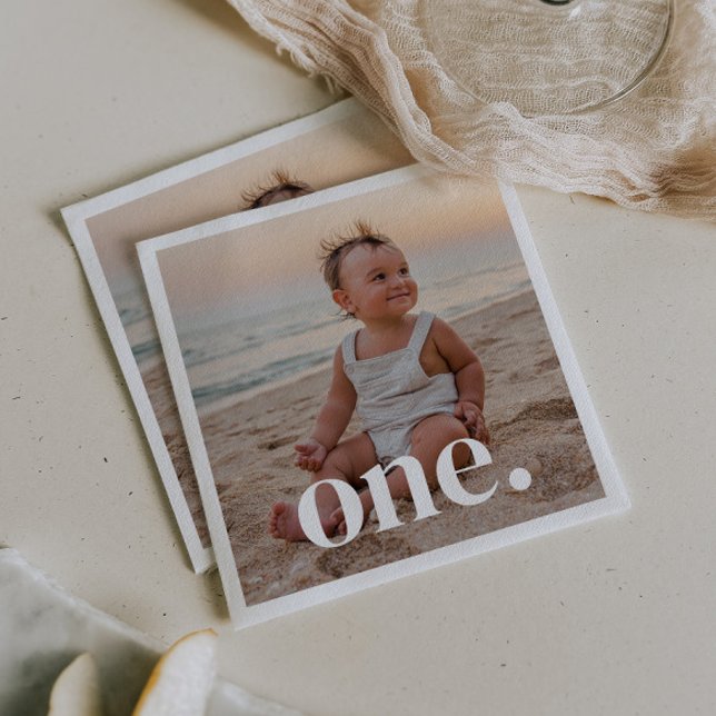 1:a födelsedagsfoto - ett pappersservett (Zazzle 1st Birthday Photo - one Napkins)