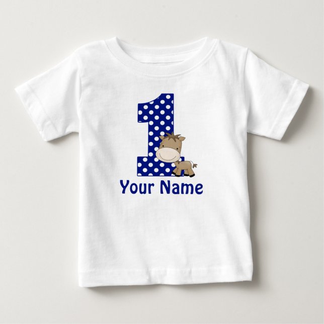 1:a födelsedagshögens blå Personlig T-shirt (Framsida)