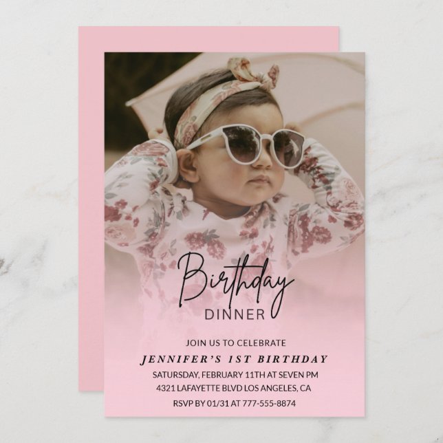 1:a födelsedagsinbjudan Födelsedag Foto Inbjudningar (Fram/baksida)