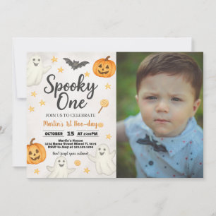 1:a födelsedagsinbjudan Halloween med foto Inbjudningar