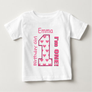 1:a födelsedagskalendern Hearts Ett års anpassat n T-shirt