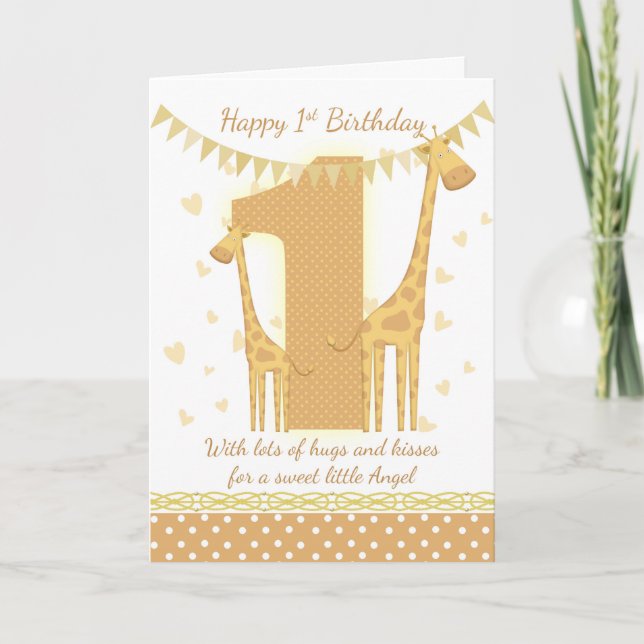 1:a födelsedagskortet Giraffe Card, första sjukför Kort (Framsida)
