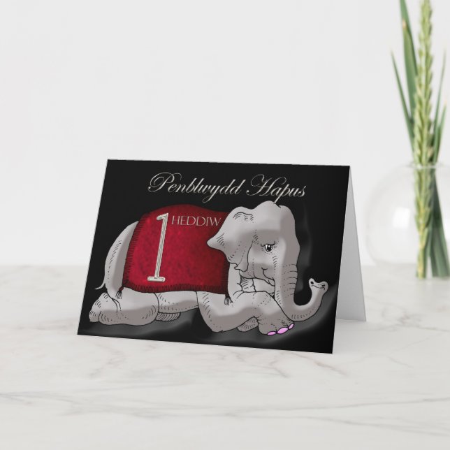 1:a födelsedagskortet på walesiska och engelska, t kort (Framsida)