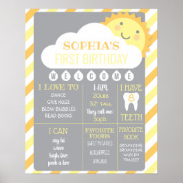 1:a födelsedagsmilstolpen Poster solsken