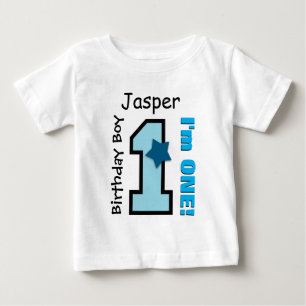 1:a födelsedagspojken BLUE Ett års anpassat namn A T Shirt