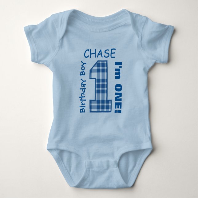 1:a födelsedagspojken Ett års blått pestnummer V01 Tee (Framsida)