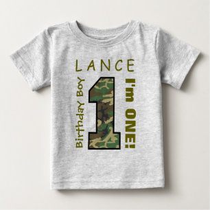 1:a födelsedagspojken Ett års Camo nummer V01L1 T Shirt