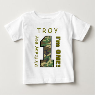 1:a födelsedagspojken Ett års Camo nummer V01L T Shirt
