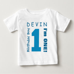 1:a födelsedagspojken Ett års vitblått nummer V01S T Shirt
