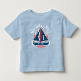 1:a födelsedagspojken Nautical Sailboat Mönster T Shirt