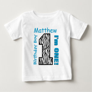 1:a födelsedagspojken Zebra Ett års eget namn V005 T-shirt