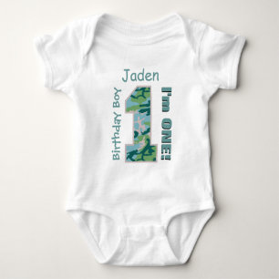 1:a födelsedagspojkens Grönt CAMO 1 års eget namn T Shirt