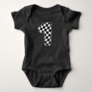 1:a födelsedagsrutig nummer 1 bilracingflagga t shirt