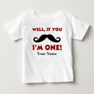 1:a födelsedagstidningen Mustache-Personlig T-shir Tee Shirt