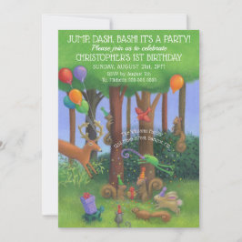 1:a födelsedagstidningen Woodland Animals Party Inbjudningar