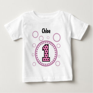1:a födelsedagstidpunkter och bubblor ett år gamma t shirt