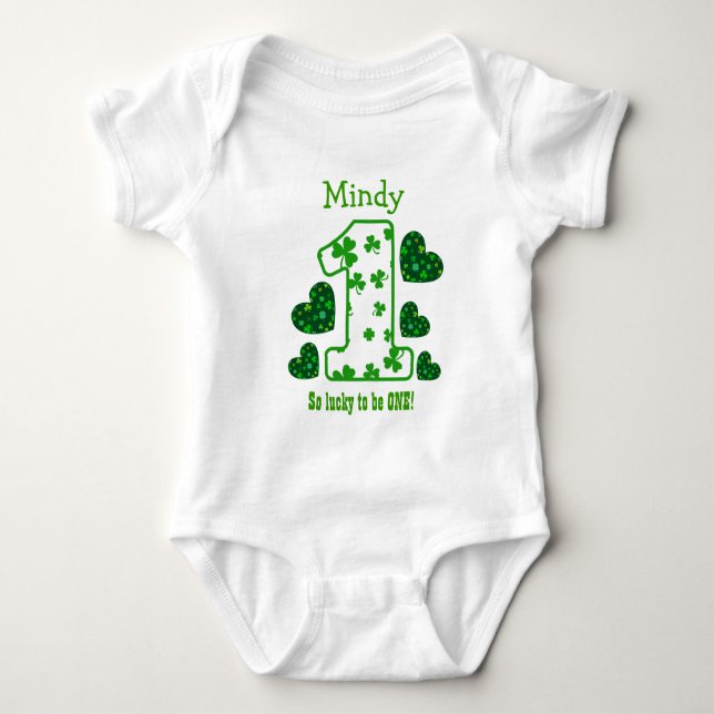 1:a födelsedagstjejens Shamrock-nummer Anpassat na T Shirt (Framsida)