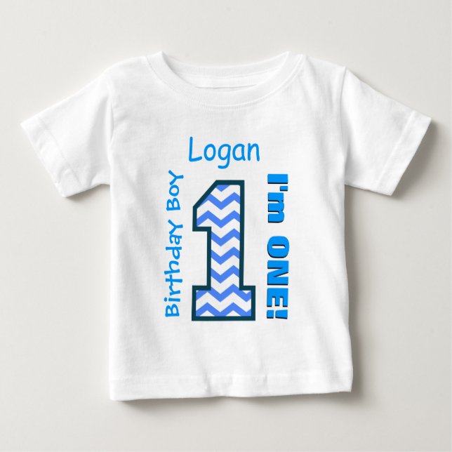 1:a födelsedagstjocken Ett år gammal Anpassningsba T Shirt (Framsida)