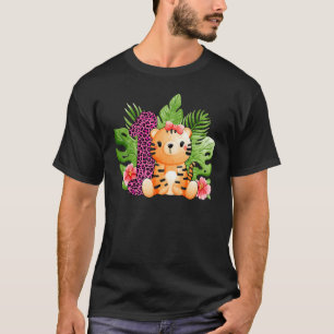 1:a födelsedagstjull Tiger 1 års ålder Safari Anim T Shirt
