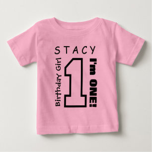 1:a födelsedagstjuppet Ett års Rosa för eget namn  T Shirt