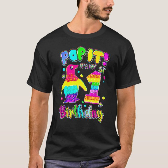 1:a födelsedagstjuvans Penguin Pop 1 år gammal T Shirt (Framsida)