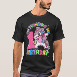 1:a födelsedagstjuvenheten Unicorn Dabbing Party S T Shirt