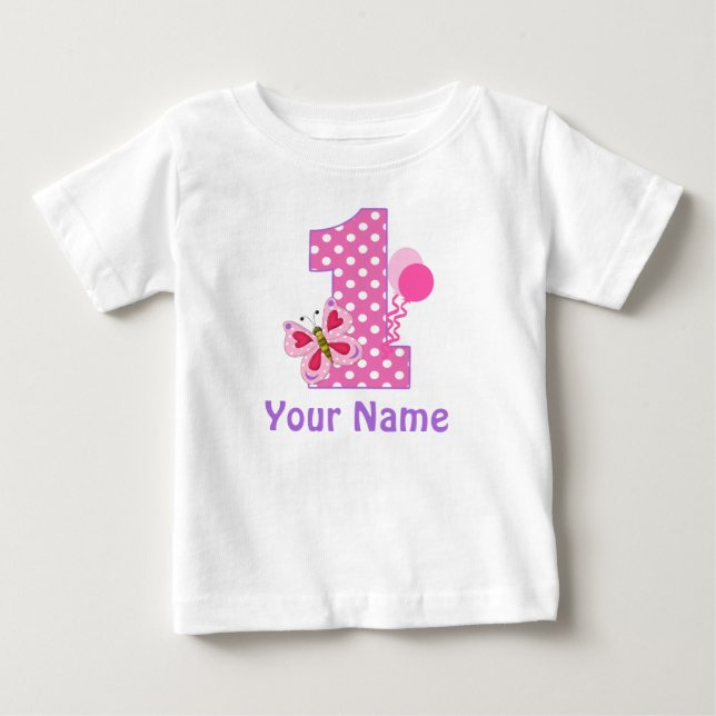 1:a födelsedagstjuvens fjäril-Personlig T Shirt (Framsida)