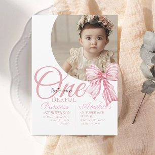 1:a foto-Eleganten Bow Birthday Girly Party Inbjudningar