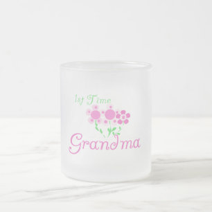 1:a gången Grandma-Rosa Flowers Frostad Glasmugg