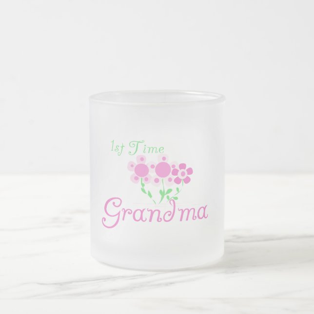 1:a gången Grandma-Rosa Flowers Frostad Glasmugg (Center)
