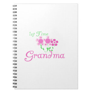 1:a gången Grandma Rosa Flowers Gifts Anteckningsbok