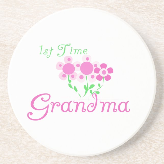 1:a gången Grandma Rosa Flowers Gifts Underlägg Sandsten (Framsidan)