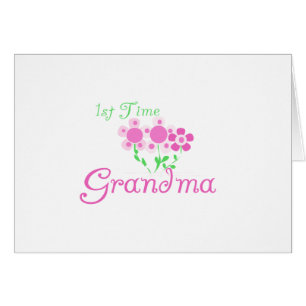 1:a gången Grandma-Rosa Flowers Hälsningskort
