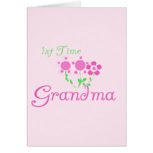 1:a gången Grandma-Rosa Flowers Hälsningskort