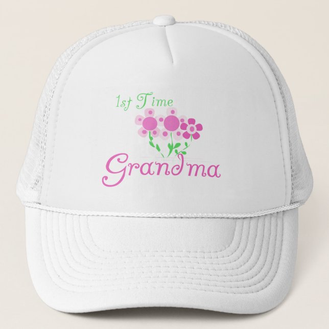 1:a gången Grandma-Rosa Flowers Keps (Framsida)