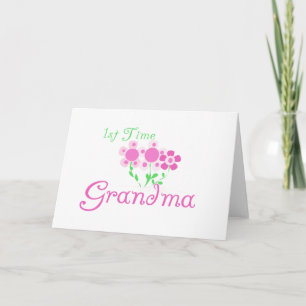 1:a gången Grandma-Rosa Flowers Kort