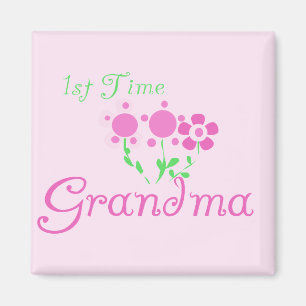 1:a gången Grandma-Rosa Flowers Magnet