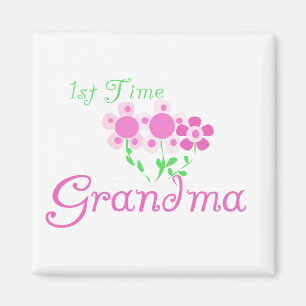 1:a gången Grandma-Rosa Flowers Magnet