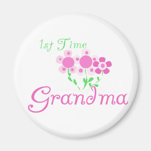 1:a gången Grandma-Rosa Flowers Magnet