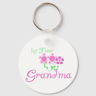 1:a gången Grandma-Rosa Flowers Nyckelring